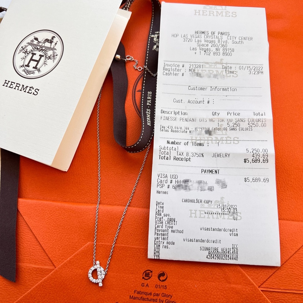 2022 Hermes Finesse Pendant Diamond Necklace